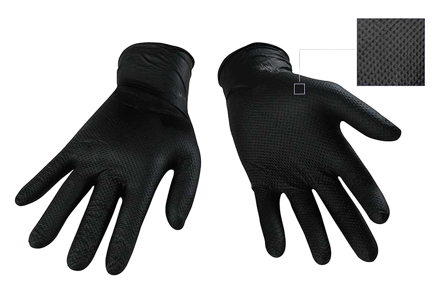 Black Textured Nitrile Gloves 8 mil, Large - Gloves