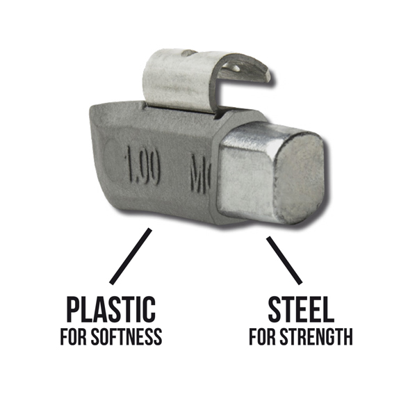 Plasteel Wheel Weight 5 gm. FN Type Coated 25/Box - Knock-On - Steel