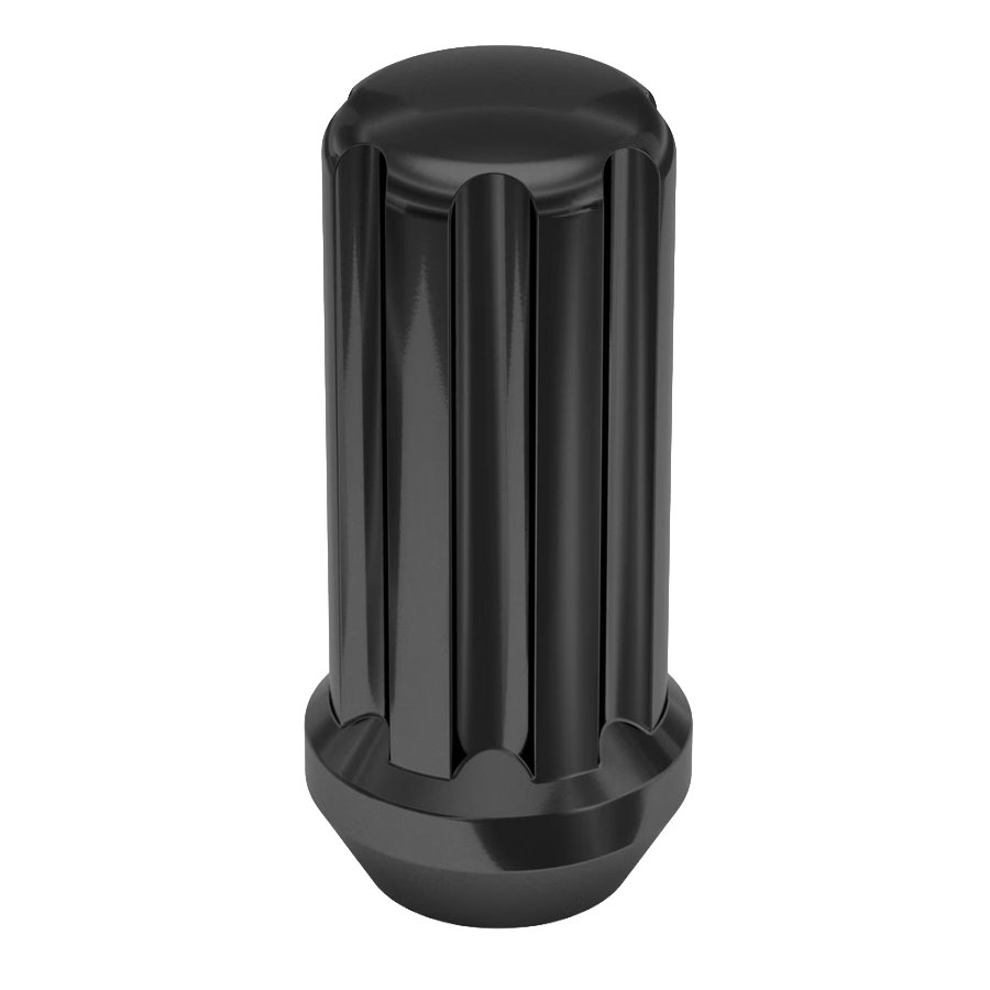 14mm x 1.50 Long Spline Lug Nut Black Duplex 30/Box - Passenger Lug Nuts and Acc