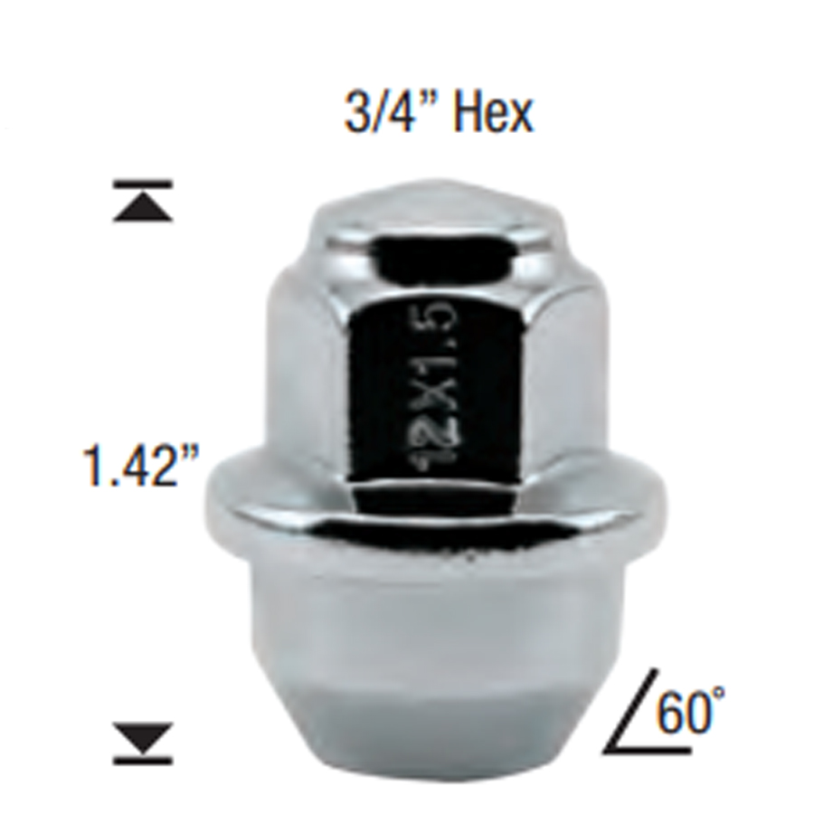 12MM X 1.50 Bulge Acorn Long 50/Box - Passenger Lug Nuts and Acc